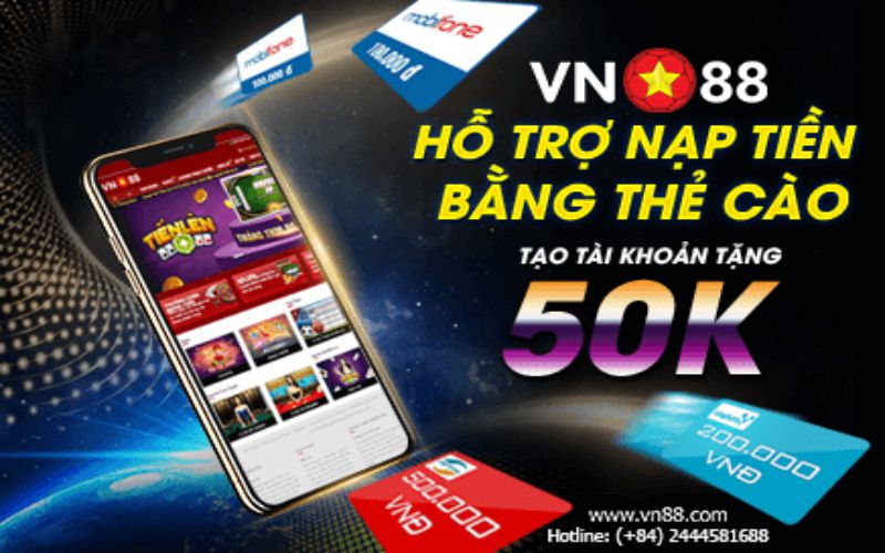 Nạp tiền bằng thẻ cào điện thoại tại nhà cái VN88